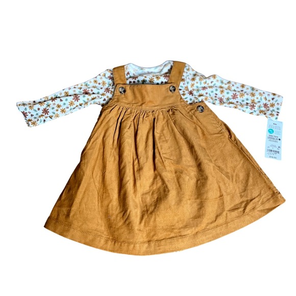 Carters Baby Girls Outfit Set 6M Corduroy Jumper Dress and Floral Bodysuit - Picture 1 of 6